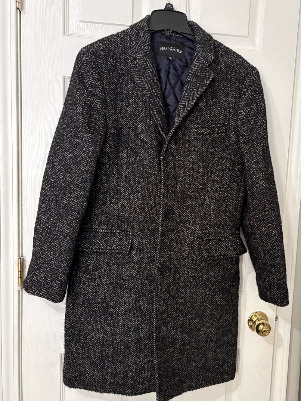 Crew Mercantile Ludlow Top
Coat Herringbone Tweed Overcoat Wool Men's 38